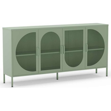 Mueble aparador modelo Toledo 4 puertas acabado metal verde menta, 160cm(ancho) 90cm(alto) 40cm (largo) (1/5)