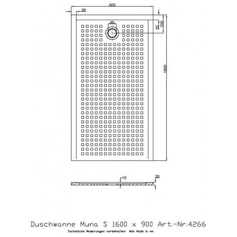 Hoesch 4266.010 DW Muna S 1600x900x30 avec
