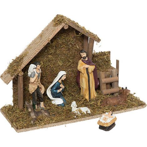 Crèche de Noël lumineuse 5 microLED avec 7 Santons - Feeric Christmas (1/4)