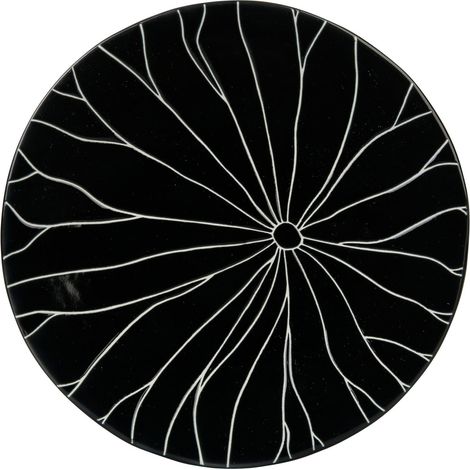 Assiette à Dessert Noire Ø 20 cm en Grés - Collection DAHLIA NOIR - Décor Lotus