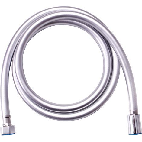 Manguera de ducha flexible antitorsión, 1,5 m, de goma, color plata. (1/5)
