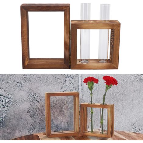 Selbstgemachter Bilderrahmen, Hydroponik-Ständer im Retro-Stil, dekorative Glasvase für Efeu, ideal für das Wohn- oder Esszimmer. (1/5)