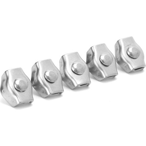 Lot de 5 pinces de serrage pour câbles, en acier inoxydable, pour la fixation de machines de levage, 3 mm / 0,12 po (1/5)