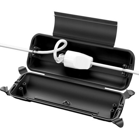 Scatola elettrica impermeabile CSPARCV IP44, contenitore protettivo per esterni per prolunghe, cavi, decorazioni natalizie, luci di Natale, utensili elettrici, 29 cm x 11 cm x 7,5 cm, nera (1/5)