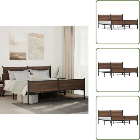 Metallbett ohne Matratze Braun Eichen-Optik 180x200 cm - Bettgestell - Bettgestelle - Bettrahmen - Bett (1/5)
