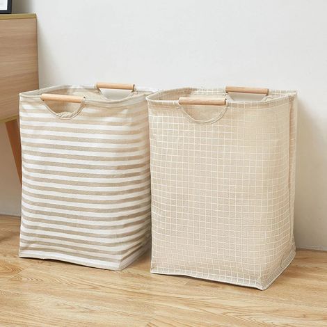 2 pezzi cesto portabiancheria in cotone e lino, cestino per vestiti sporchi, organizer pieghevole per lavanderia, borsa portaoggetti, 402756 cm