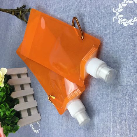 Set di 4 borracce pieghevoli e riutilizzabili con chiusura in velcro, da viaggio, da 480 ml, ideali per campeggio, escursionismo, fitness, sport e ciclismo. Borracce a tenuta stagna (2 arancioni + 2 v