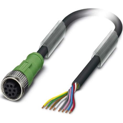 M12 Sensorleitung PVC 8-polig Buchse gerade A-Kodierung, Länge 2,0 Meter tiefschwarz RAL 9005, Kabel Außendurchmesser 5,9mm - 1 Stück