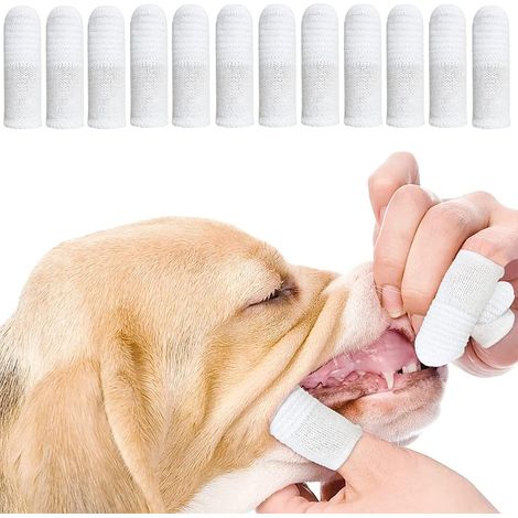 MINKUROW Cepillo De Dientes Para Dedos De Perro, Cepillo De Dientes Para Mascotas De Tela, Cepillos De Higiene Dental, Placa Antidental Para Perros Y Gatos (12 Piezas) (1/5)