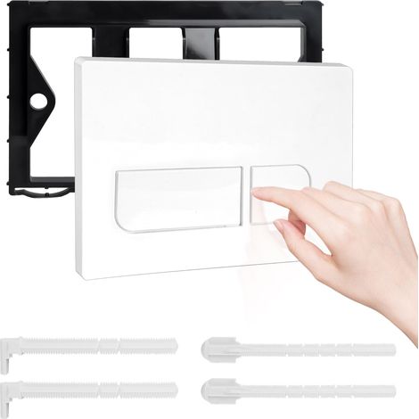 Plaque de Commande,Plaque de Chasse D'eau,Compatible Sigma01,20,30,50,UP300 et UP320,pour Réservoir de WC Compatible, Équipée D'un Set de Leviers de Chasse et D'un Cadre D'Installation (Blanc) (1/5)