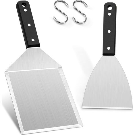 Spatule Grattoir - Lot De 2 - Acier Inoxydable - Nettoyage Barbecue - Pour Gril Et Plancha (1/5)