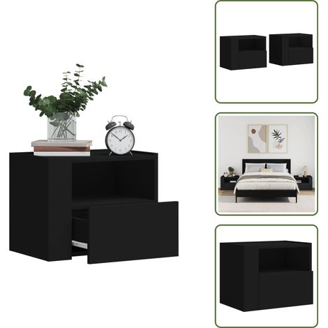 The Living Store Wand-Nachttische 2 Stk. Schwarz 45x30x35 cm - Wandregal - Nachtkästchen - Möbel - Wohnraumgestaltung - Schrank (1/5)