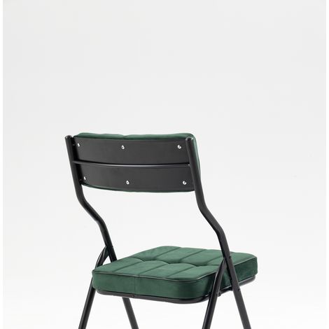 Lot de 2 Chaises Pliantes avec Coussin Vert - Sièges Pliables Confortables pour Salle à Manger, Bureau et Événements