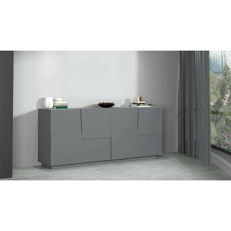 Dmora - Aparador Yago, Buffet de salón, Aparador de salón moderno con 4 puertas, 200x44h86 cm, Antracita (1/5)