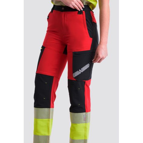 Pantalón elástico combinado reflectante de alta visibilidad C3555 WORKTEAM XXL Rojo+Negro (1/5)