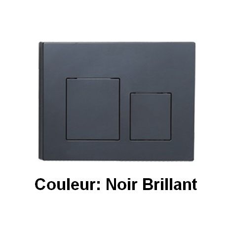 Plaque de Déclenchement Double Carré Noir Brillant - City