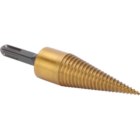 Cône fendeur de bûches Twist, foret à bois 32mm, queue carrée, outil de fendage avec placage Ti, pour perceuse. (1/5)
