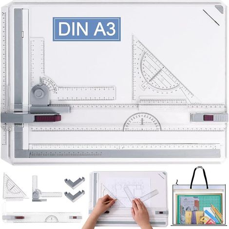 Planche à Dessin A3 avec Sac de Transport, Dessin Technique Multifonctionnel avec Mouvement Parallèle et Angle Réglable, Accessoires pour Architectes, Ingénieurs, Artistes, Étudiants (1/5)