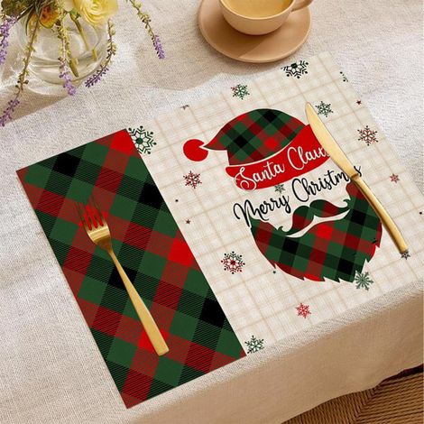 Placemat De Noël - Polyester Épais Non Glissant Imperméable Et Résistant Aux Graisses - Isolant Thermique - 45 x 32 cm - Blanc - 1 Pièce