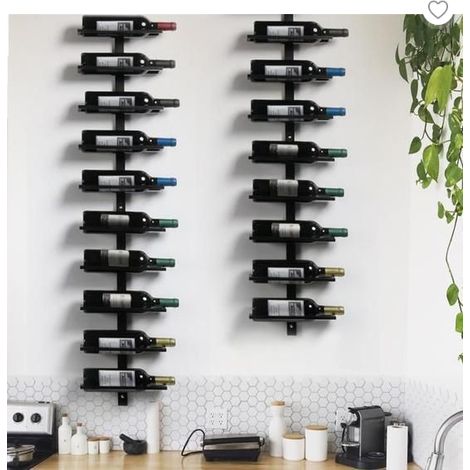 Sifree – Porte bouteille mural métallique pour 10 bouteilles – Dimensions 116x27x10cm – Installation facile avec fixation incluse – Art maison noir (1/4)