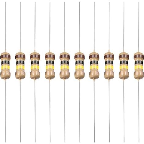 Carbon Film Resistors, 1/4W 100K Ohm Resistor, DIY Electronic Projects (4 Color Strip, 1.77x0.09-inch) (1/5)