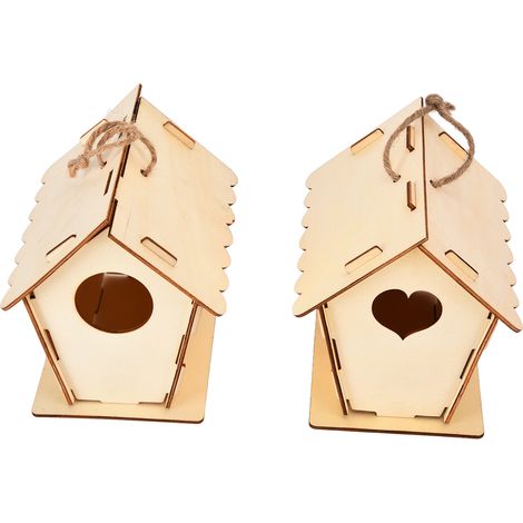 Nichoir en bois à faire soi-même, nid d'oiseau graffiti fait main, cage à oiseaux, kit de nichoir suspendu d'extérieur 1 (1/5)