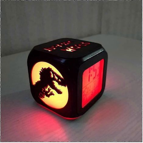 Mini réveil 3D dinosaure Jurassic Park, veilleuse LED créative, réveil électronique, lampe de chevet, éclairage d'ambiance pour la chambre - avec câble d'alimentation USB (1/5)