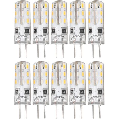 Jeffergarden 10er-Pack G4 LED-Lampen, Zweistiftsockel, Silikonsockel, warmweiß 3000 K, 1,5 W, 220 V Wechselstrom, 110 lm, Gartenbeleuchtung, Ersatz (1/5)