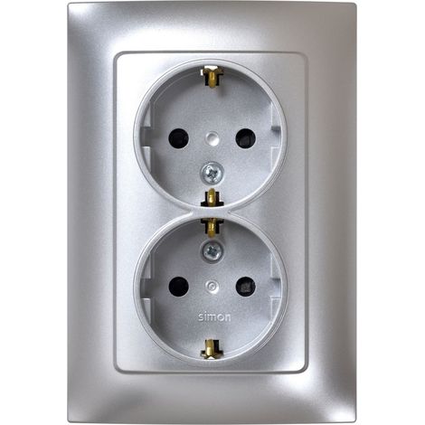 Base Enchufe Electrico Doble Schuko Tt Empotrar Alum Serie 10 Sim