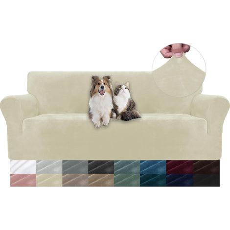 Velvet Sofa Cover for 3-Seater Sofas, Universal Stretch Fit with Armrests, Non-Slip, Washable for Living Room (1/5)