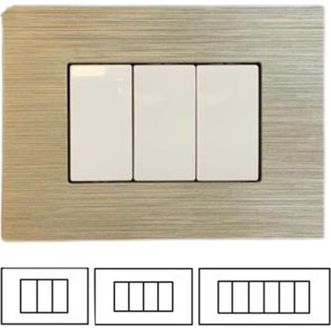 Placca Champagne Satinato 3 Posti MATIX Compatibile-3 Posti (1/2)