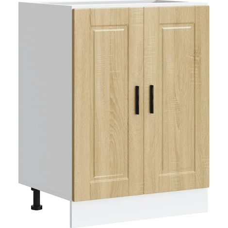 Armoire de cuisine Porto rangement optimisé pieds réglables 60 x 46 x 81,5 cm en bois d'ingénierie chêne sonoma (1/5)