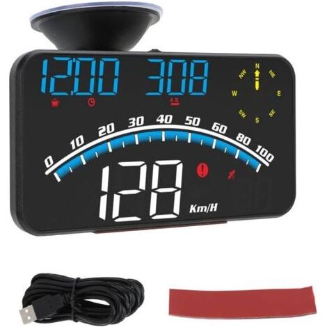 cran LED HUD intelligent, alarme de vitesse haute définition, GPS multifonction, compteur de vitesse universel 5V pour voitures et camions, bleu (1/4)