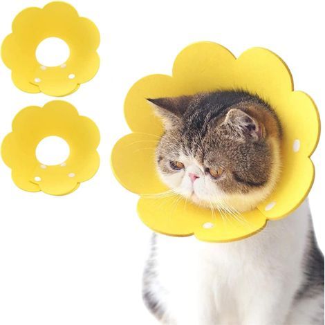 2 collares cómodos de fieltro para gatos, antilamidos, ajustables, protectores, antimordeduras y antiarañazos. (1/5)