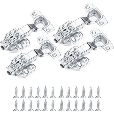 Lot de 4 charnières pour portes de meubles de cuisine, charnières à fermeture amortie pour portes de placards et d'armoires, charnières pour portes p (1/4)