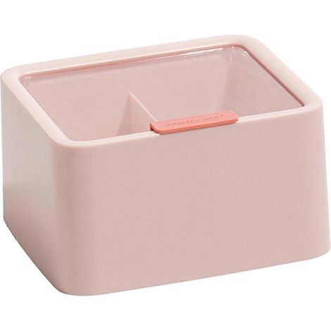 Boîte de rangement pour cotons, organisateur de bureau, anti-poussière, élégante, pour cotons, pinceaux de maquillage et autres cosmétiques.-Pink (1/5)