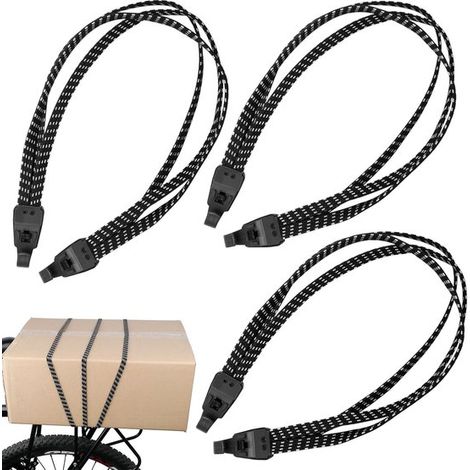Set mit 3 x 75 cm langen Gummiseilen mit Haken, verstellbare elastische Gurte für Fahrradträger, Gepäck und Planen, wetterfest und strapazierfähig (1/5)