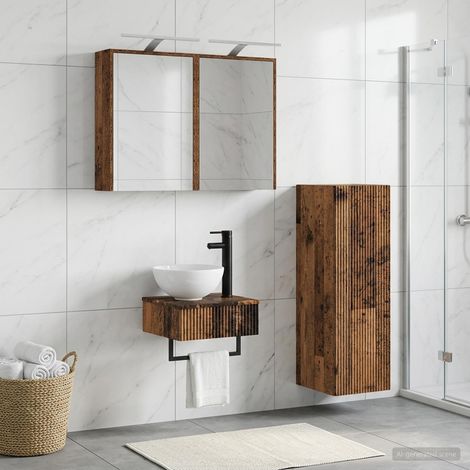 vidaXL Bathroom Cabinet Set 4 pcs Old Wood Engineered Wood (1/5)