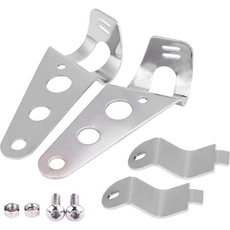 Support de Phare de Moto 2pcs Diamètre de la Fourche 28mm-34mm Moto Support de Phare en Acier Inoxydable(Argent)