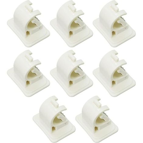 Lot de 8 Crochets Autocollants pour Tringle à Rideaux,Barres de Vitrage, Auto-AdhéSif Sans Perçage Tringle à Rideau Support pour Serviettes, Rideaux, Manteaux, Blanc (1/5)