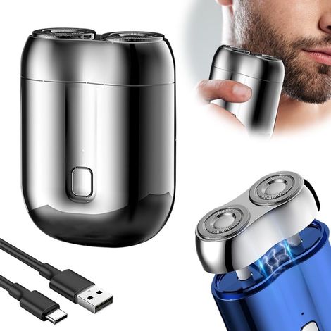 Modèle 2026 Nouveau amélioré mini rasoir électrique à double tête - rasoir de poche portable avec fonction de recharge USB - rasoir électrique rechargeable à double tête pour hommes, rasoir électrique (1/5)