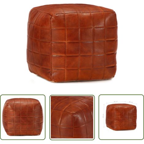 The Living Store Pouf Hellbraun 40 x 40 x 40 cm Echtes Ziegenleder - Pouf - Fußhocker - Wohnaccessoire - Ledercouch - Vintage Möbel (1/4)