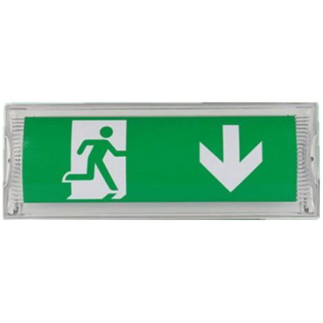 Lampe d'éclairage de secours à LED, avec batterie de secours jusqu'à 3 heures, Classe de protection : IP 65, Panneau d'indication de sortie/urgence, signe lumineux, Lumineux