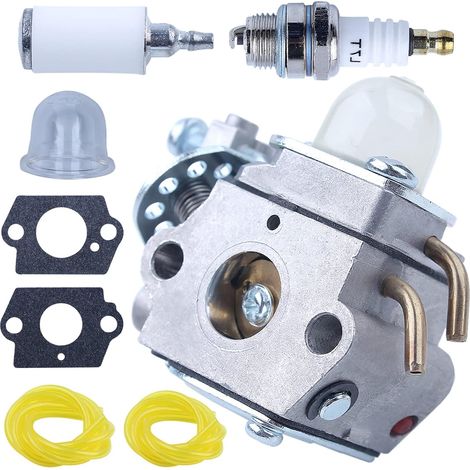 Kit de carburateur pour Homelite D725CD D825SD B25C B25S UT15165 UT15170 F2020 Coupe-bordure, Carburateur, Bougie d'allumage, Tuyau de carburant, Filtre à carburant, Ampoule de démarrage, Joint de car (1/5)