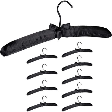 Ensemble de cintre rembourré crochet pivotant à 360° nœud 10 pièces 38 cm Métal Noir (1/4)