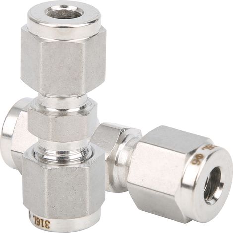 2 raccords à compression en acier inoxydable 316, adaptateur de tube droit à double virole (Ф6) (1/5)