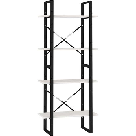 Bibliothèque Étagère de Rangement 4 Niveaux en Bois de Pin Massif Blanc 60 x 30 x 140 cm (1/5)