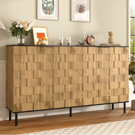 Buffet enfilade 160 cm 2 portes mosaïque naturel OKMYHOME (1/5)
