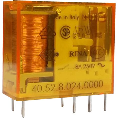 Mini relè per circuito stampato ed a innesto 8 a tipo 40.52 finder 405280240000