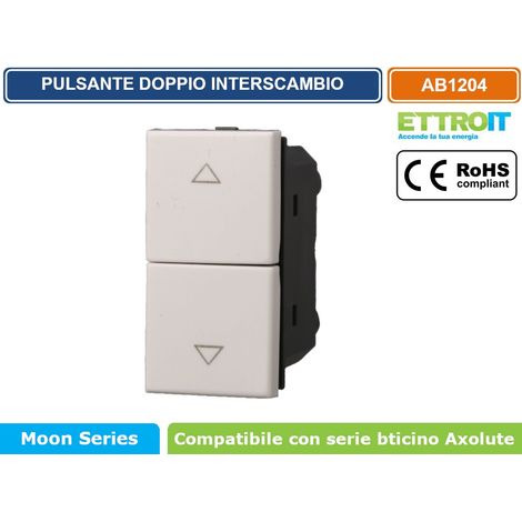ETTROIT AB1204 Interruttore Doppio Interbloccato saliscendi tapparella 10A Colore Bianco Compatibile Bticino Axolute